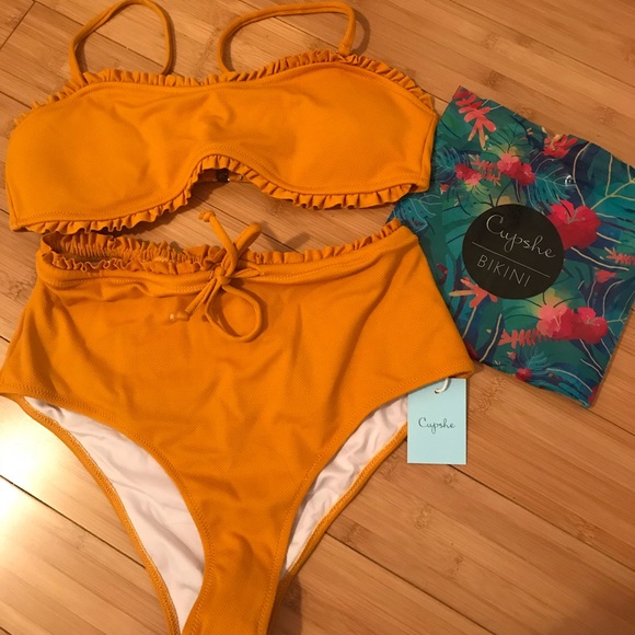 mustard yellow high waisted bikini